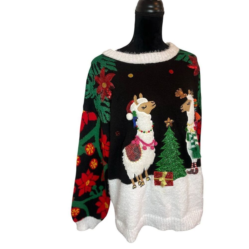 UGLY CHRISTMAS SWEATER LLAMA HOLIDAY TIMES FESTIVE SWEATER WOMENS SIZE 16W - Picture 6 of 9